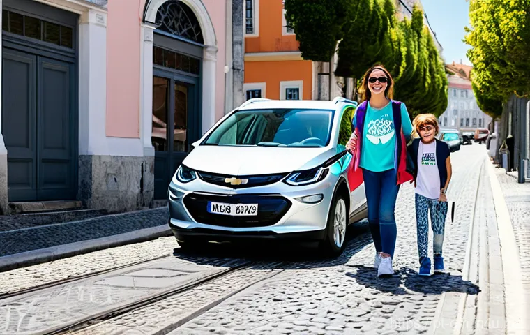 지엠 쉐보레 볼트 EUV와 현대 아이오닉 5 비교 - **Prompt: Chevrolet Bolt EUV – Urban Family Adventure in Lisbon**
A cheerful Portuguese family (...