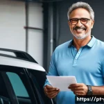 지엠 쉐보레 트레일블레이저의 보험료 계산 - A confident middle-aged Brazilian man wearing casual clothes and glasses, standing next to a red Che...