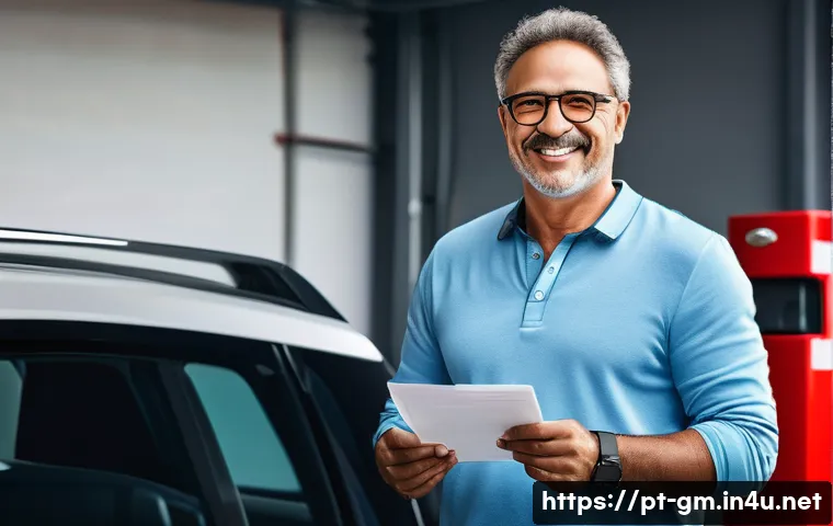 지엠 쉐보레 트레일블레이저의 보험료 계산 - A confident middle-aged Brazilian man wearing casual clothes and glasses, standing next to a red Che...